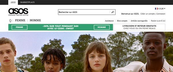 Asos.fr, accueil du site web