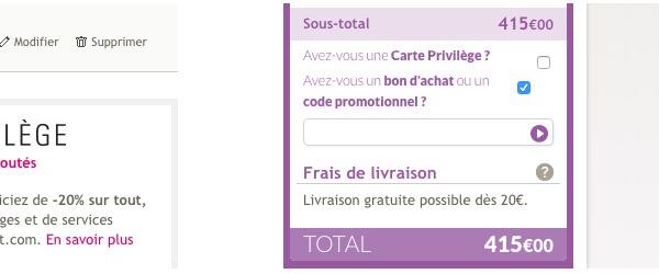 Utilisez votre code promotionnel sur Aubert.com