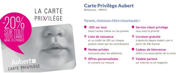 La carte privilège Aubert