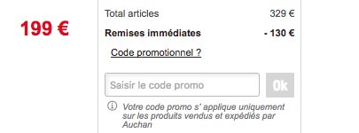 Utiliser code promo Auchan.fr