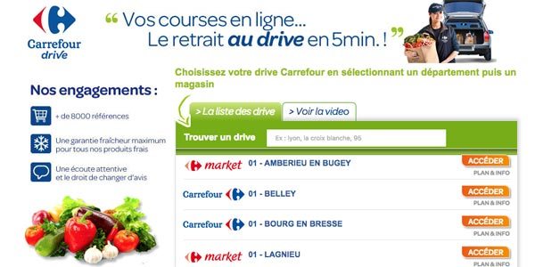 Choisir son drive Carrefour le plus proche