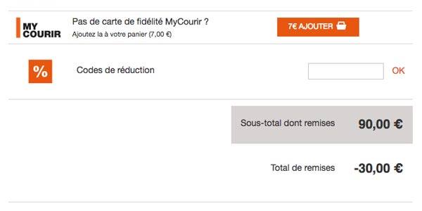 Saisir un code de réduction sur Courir.com
