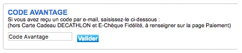 Où saisir code avantage Decathlon.fr