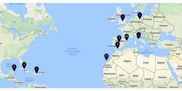 Carte des hôtels H10 dans le monde