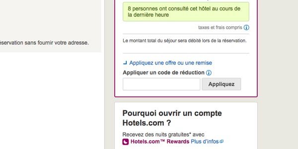 Appliquer un code de réduction Hotels.com