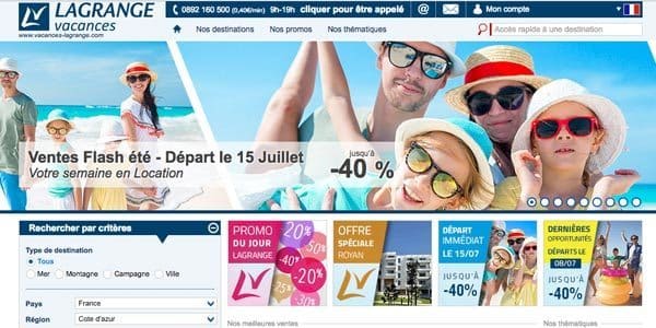 Lagrange vacances, le site internet