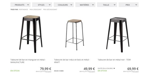 Liste produits design sur Maisons du Monde