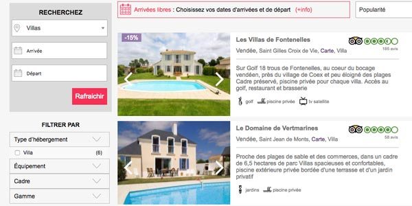 Moteur de recherche Madame Vacances