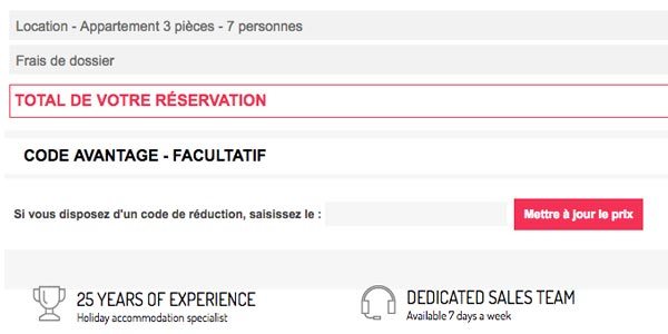 Quand saisir votre  code avantage Madame Vacances
