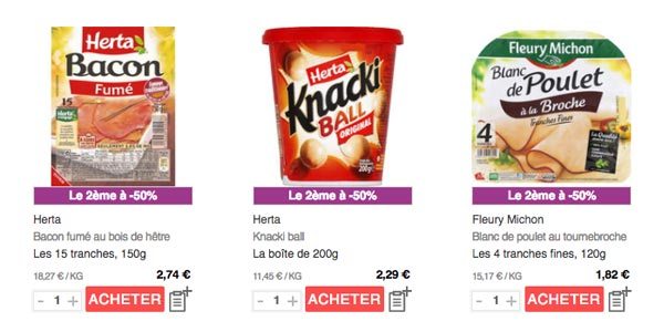 Liste produits alimentation Monoprix