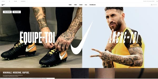 Page d'accueil de Nike Store