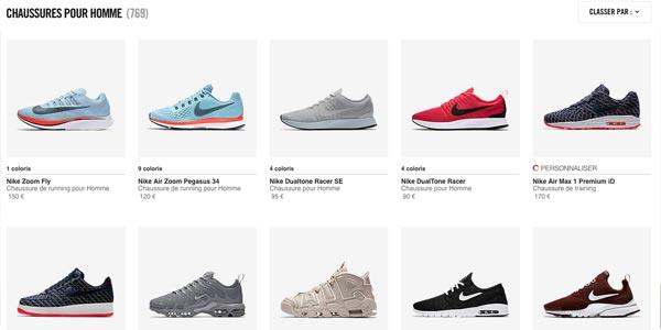 Liste de baskets Nike