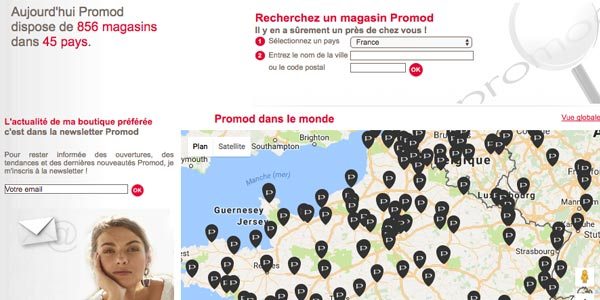 Moteur recherche magasins Promod