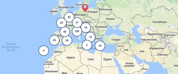 Carte des destinations Pierre et Vacances