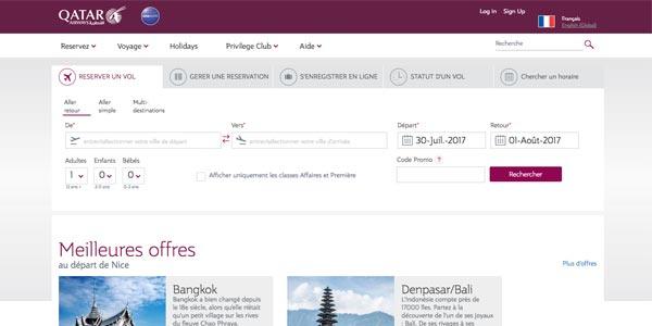 Bienvenue sur le site Qatar Airways