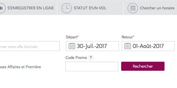 Saisir votre code promo Qatar Airways
