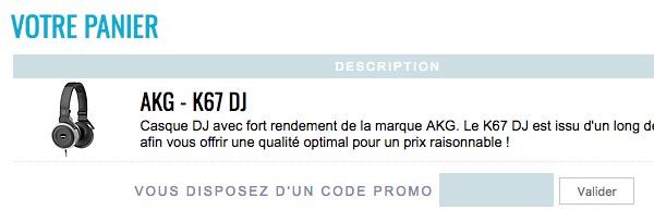 Saisir code promo sur Sonovente