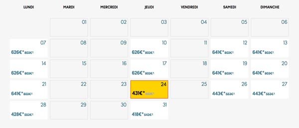 Choix dates séjour Thomascook.fr