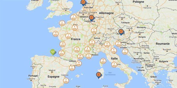 Carte destinations campings Tohapi