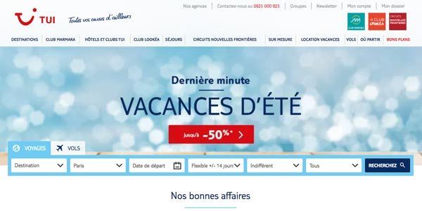 Le site web Tui.fr