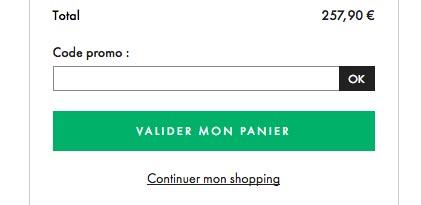 Saisir un code promo sur Vide Dressing