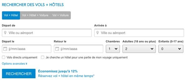 Moteur de recherche vol+hôtel