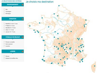 Carte destinations VVF Villages-