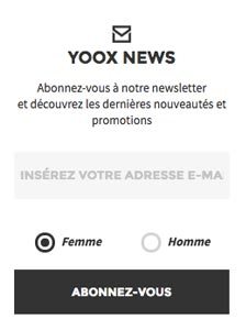 S'inscrire newsletter Yoox