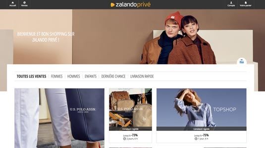 Page d'accueil Zalando Privé